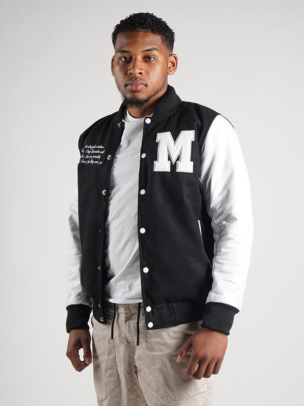 Mungra Signature Varsity Jacket – Black/White