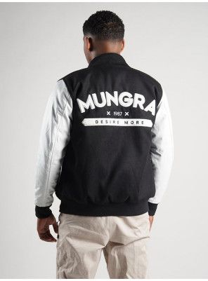 Mungra Signature Varsity Jacket – Black/White